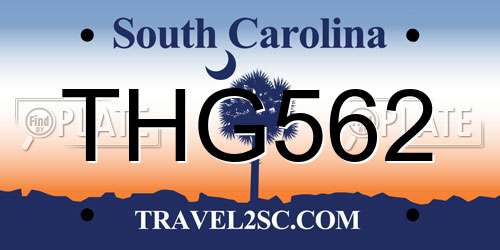 THG562 South Carolina License Plate