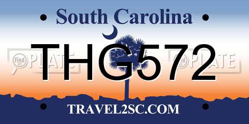 THG572 South Carolina License Plate