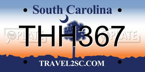 THH367 South Carolina License Plate