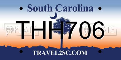 THH706 South Carolina License Plate
