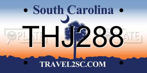 THJ288 South Carolina License Plate