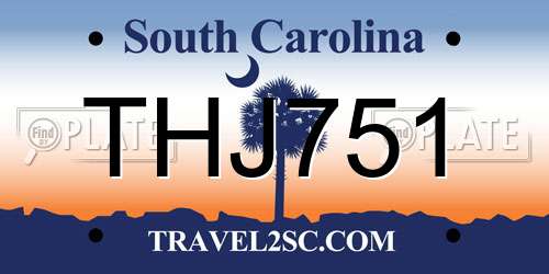THJ751 South Carolina License Plate