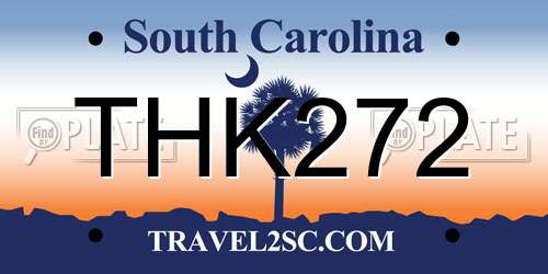 THK272 South Carolina License Plate