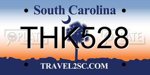 THK528 South Carolina License Plate