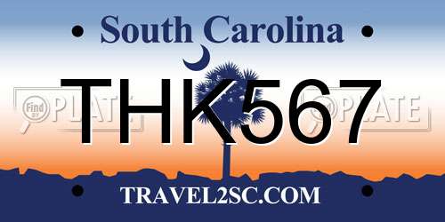 THK567 South Carolina License Plate