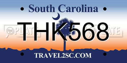THK568 South Carolina License Plate