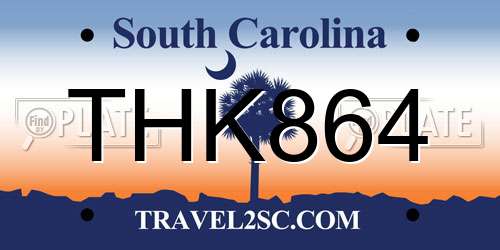 THK864 South Carolina License Plate
