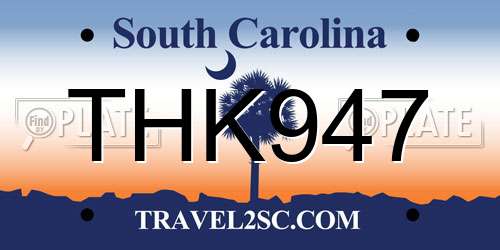 THK947 South Carolina License Plate
