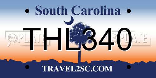 THL340 South Carolina License Plate
