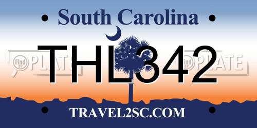 THL342 South Carolina License Plate