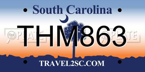 THM863 South Carolina License Plate