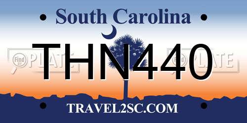 THN440 South Carolina License Plate