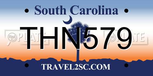 THN579 South Carolina License Plate