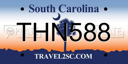THN588 South Carolina License Plate
