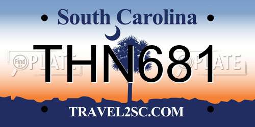 THN681 South Carolina License Plate