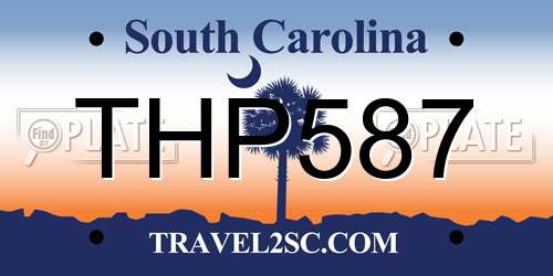 THP587 South Carolina License Plate