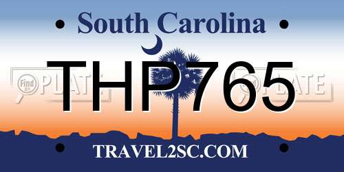 THP765 South Carolina License Plate