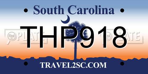 THP918 South Carolina License Plate
