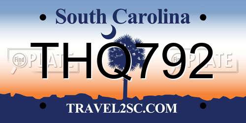 THQ792 South Carolina License Plate