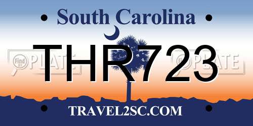 THR723 South Carolina License Plate