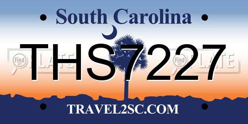 THS7227 South Carolina License Plate