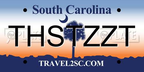 THSTZZT South Carolina License Plate