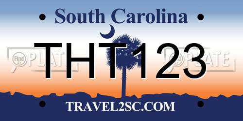 THT123 South Carolina License Plate