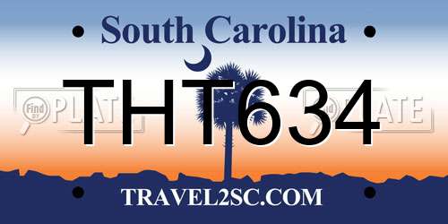 THT634 South Carolina License Plate