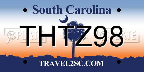 THTZ98 South Carolina License Plate