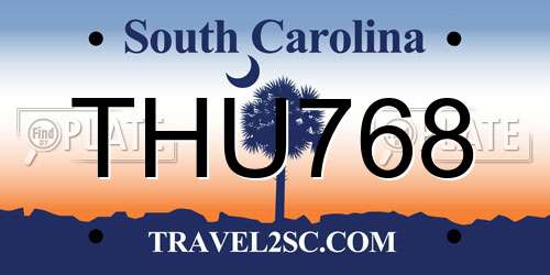 THU768 South Carolina License Plate