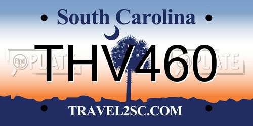 THV460 South Carolina License Plate
