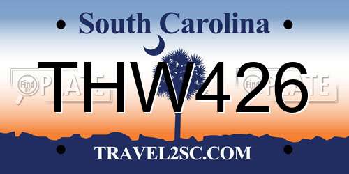THW426 South Carolina License Plate