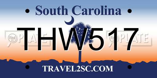 THW517 South Carolina License Plate