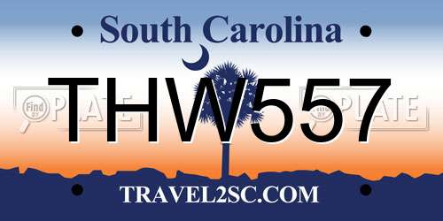 THW557 South Carolina License Plate