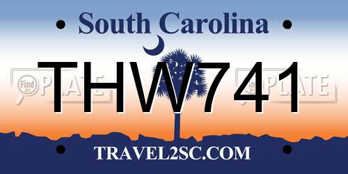 THW741 South Carolina License Plate