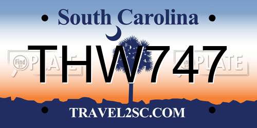 THW747 South Carolina License Plate