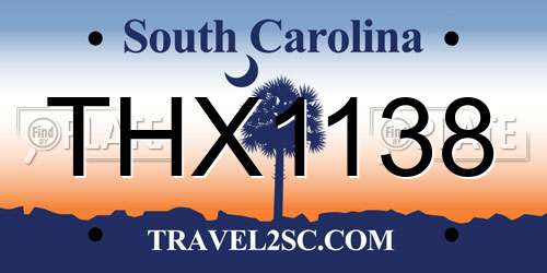 THX1138 South Carolina License Plate