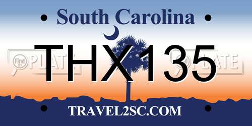 THX135 South Carolina License Plate