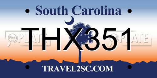 THX351 South Carolina License Plate