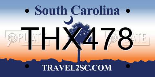 THX478 South Carolina License Plate