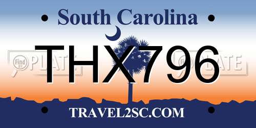 THX796 South Carolina License Plate