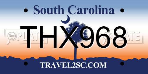 THX968 South Carolina License Plate