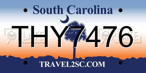 THY7476 South Carolina License Plate