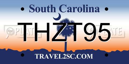 THZT95 South Carolina License Plate