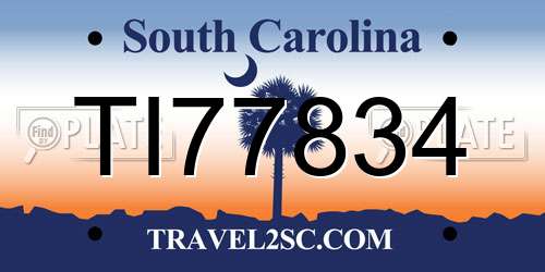 TI77834 South Carolina License Plate