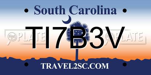 TI7B3V South Carolina License Plate