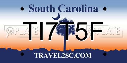 TI7T5F South Carolina License Plate