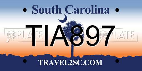 TIA897 South Carolina License Plate