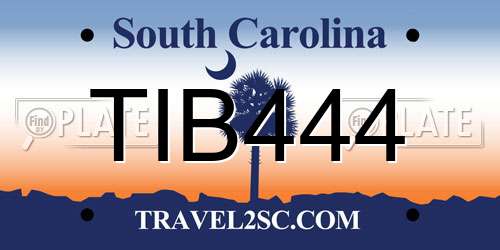 TIB444 South Carolina License Plate
