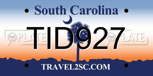 TID927 South Carolina License Plate